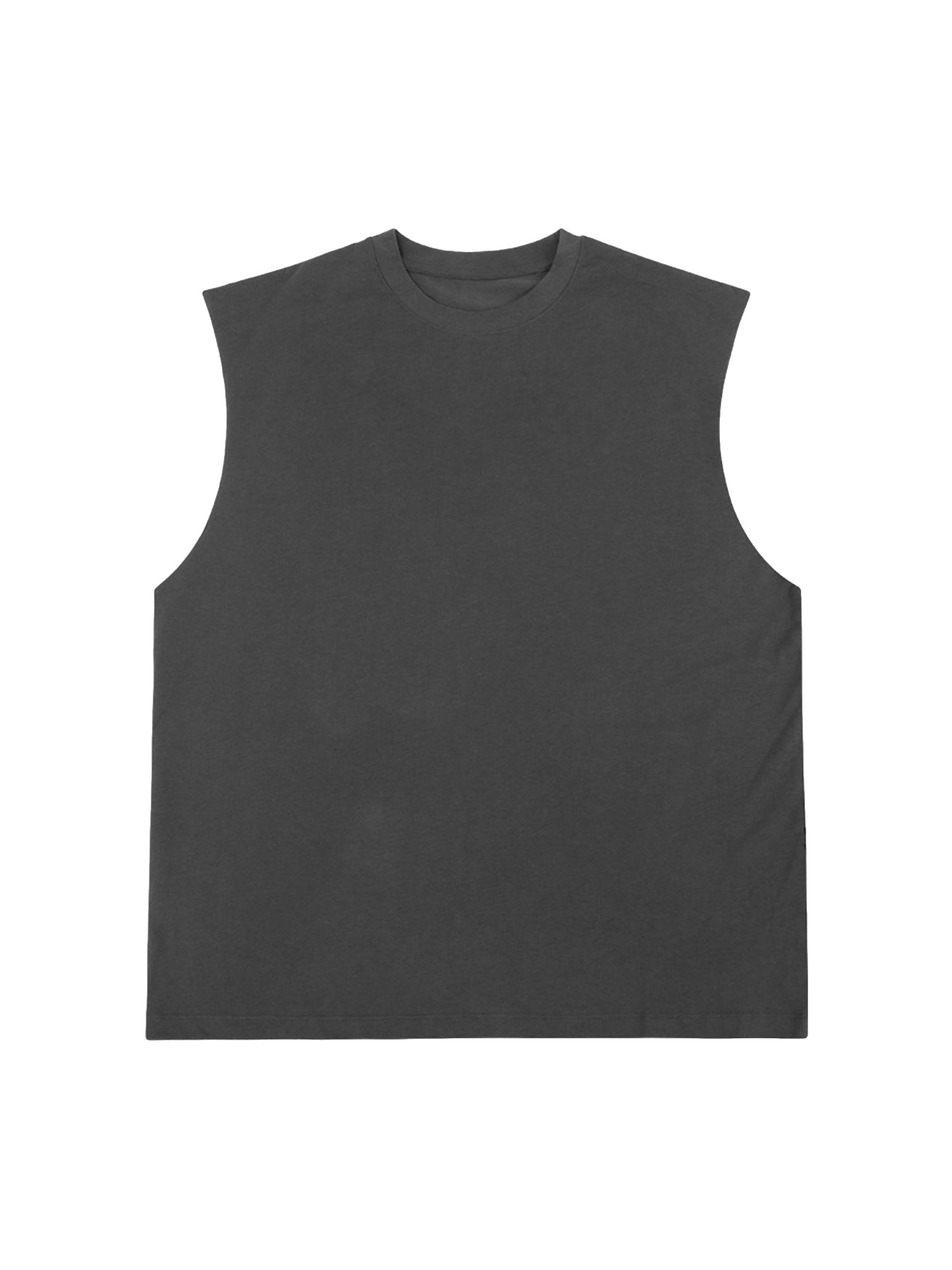 SLEEVELESS JERSEY TOP WITH ROUND COLLAR AND LOOSELY FIT DESIGN