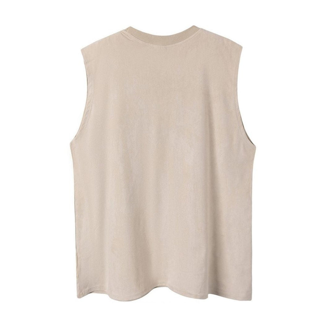 SLEEVELESS T-SHIRT WITH BLINDFOLDED WOMAN GRAPHIC - TRENDY DARK AESTHETIC