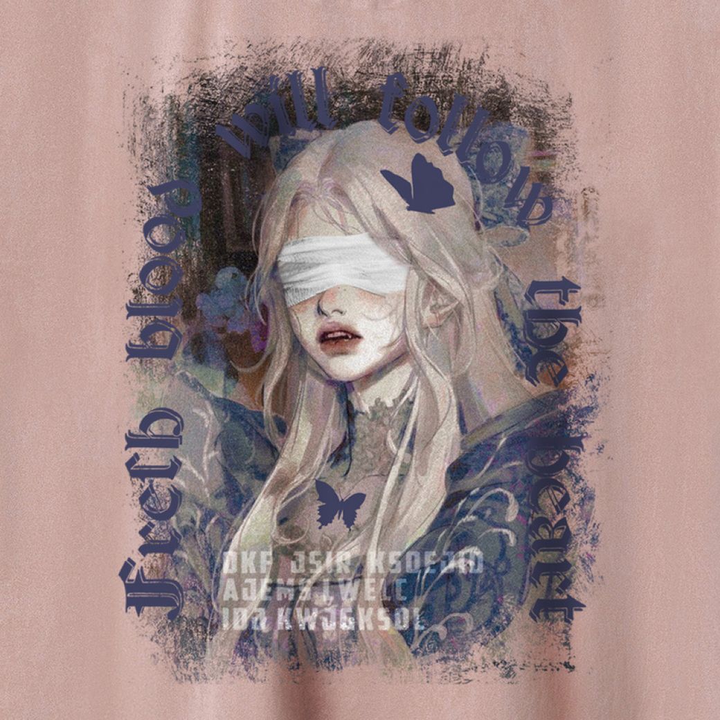 SLEEVELESS T-SHIRT WITH BLINDFOLDED WOMAN GRAPHIC - TRENDY DARK AESTHETIC