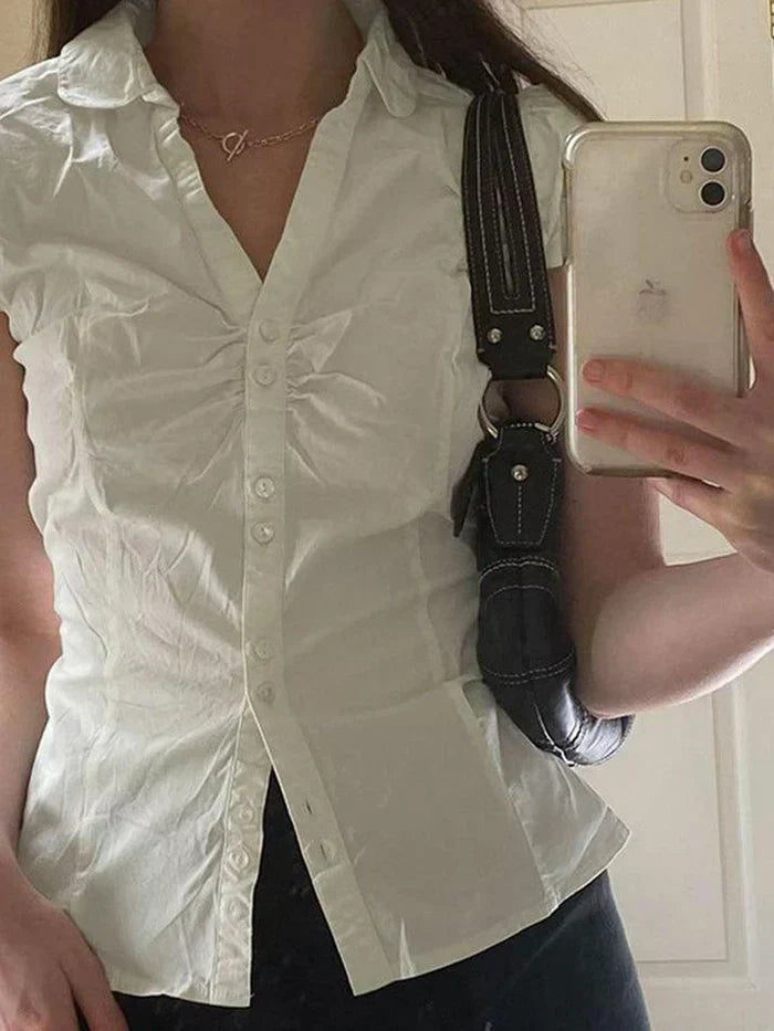 SLIM FIT COTTON BLEND BLOUSE WITH BLACK SHOULDER BAG BUNDLE