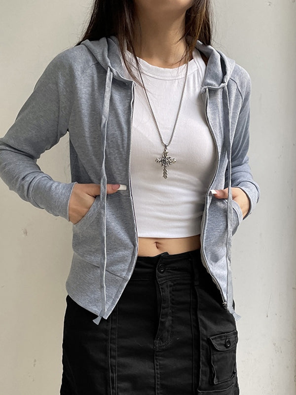 SLIM FIT HOODIE IN GRAY - VERSATILE SLIM FIT ZIP-UP DESIGN