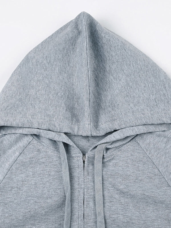 SLIM FIT HOODIE IN GRAY - VERSATILE SLIM FIT ZIP-UP DESIGN