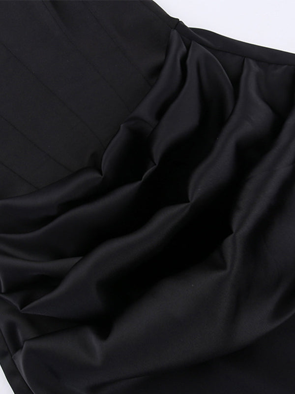 SLIM FIT MAXI DRESS - ELEGANT BLACK STRAPLESS DESIGN