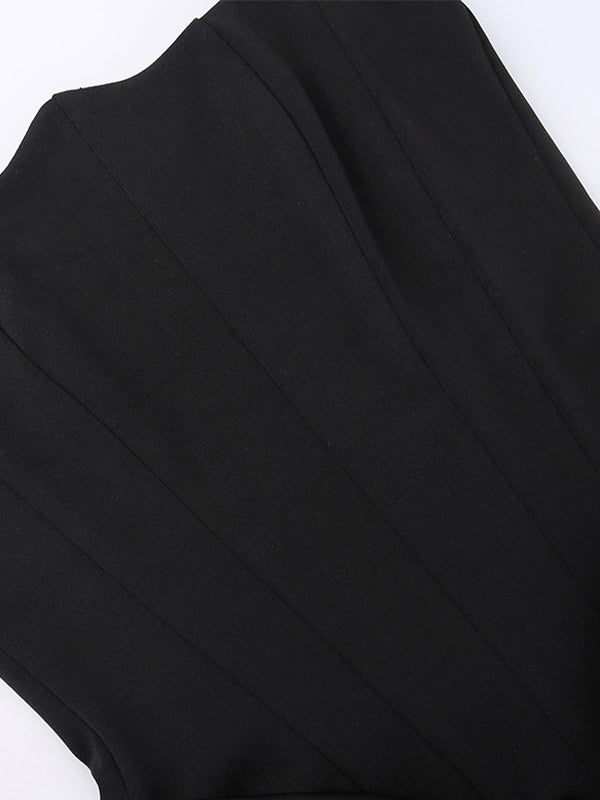 SLIM FIT MAXI DRESS - ELEGANT BLACK STRAPLESS DESIGN