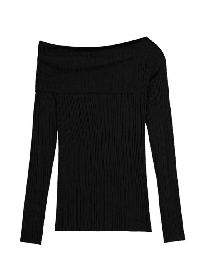 SLIM FIT RIB KNIT OFF-THE-SHOULDER TOP