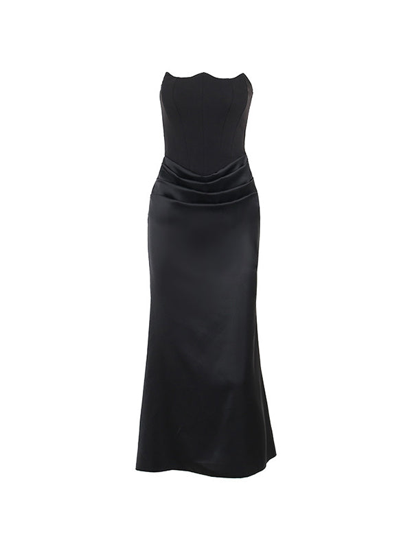 SLIM FIT STRAPLESS MAXI DRESS WITH CASUAL ELEGANCE