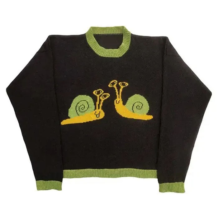 SNAIL EMBROIDERY AESTHETIC SWEATER LARGE SIZE