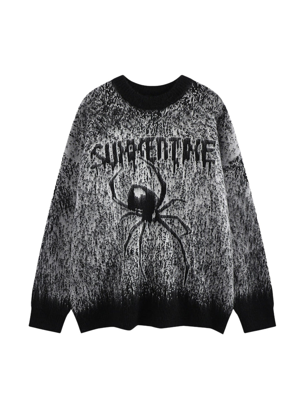 SPIDER SWEATER BLACK AND GRAY TRENDY LONG SLEEVE ROUND COLLAR