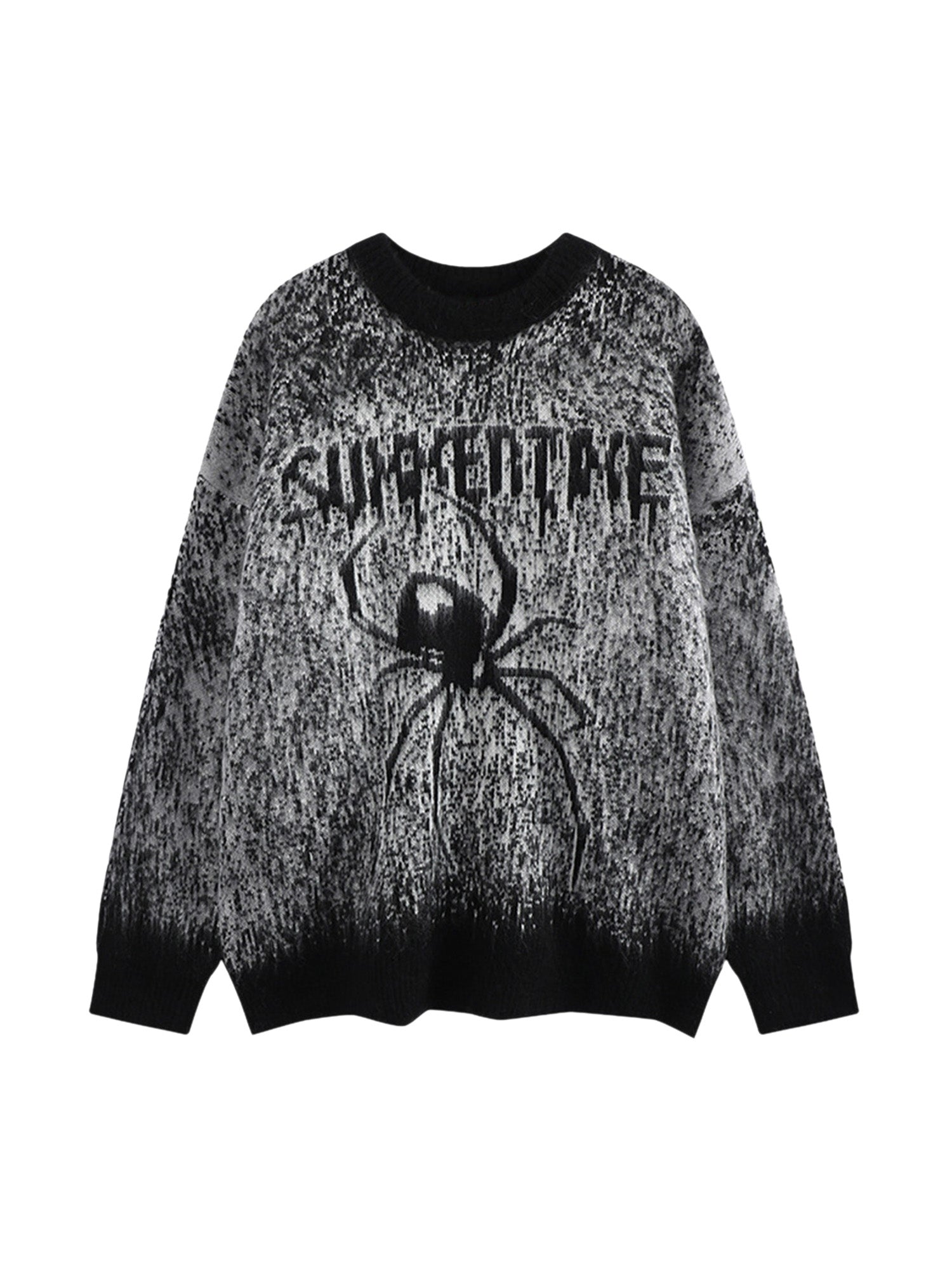 SPIDER SWEATER BLACK AND GRAY TRENDY LONG SLEEVE ROUND COLLAR
