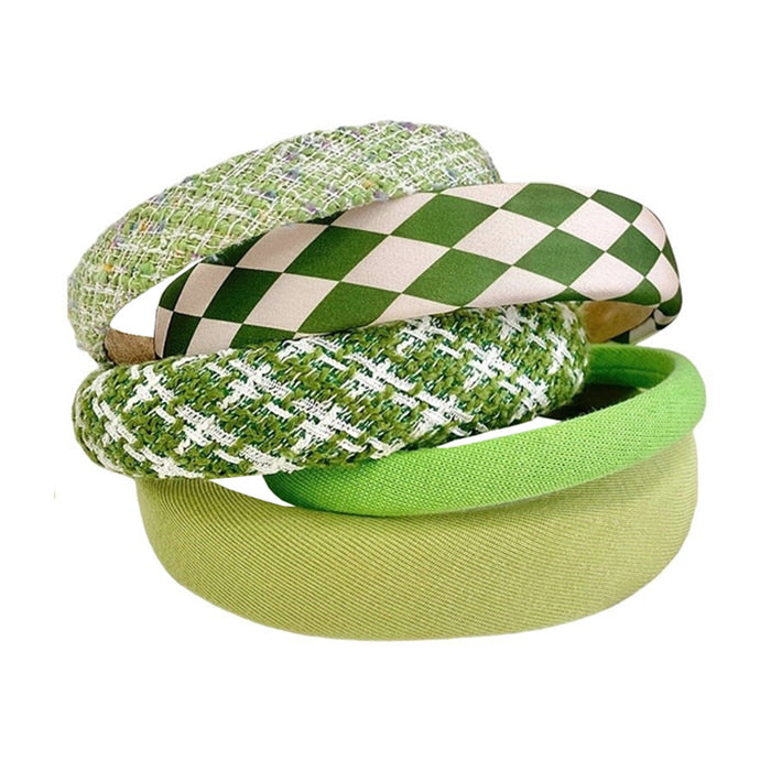 STACKED GREEN HEADBANDS SET FOR WOMEN AND GIRLS