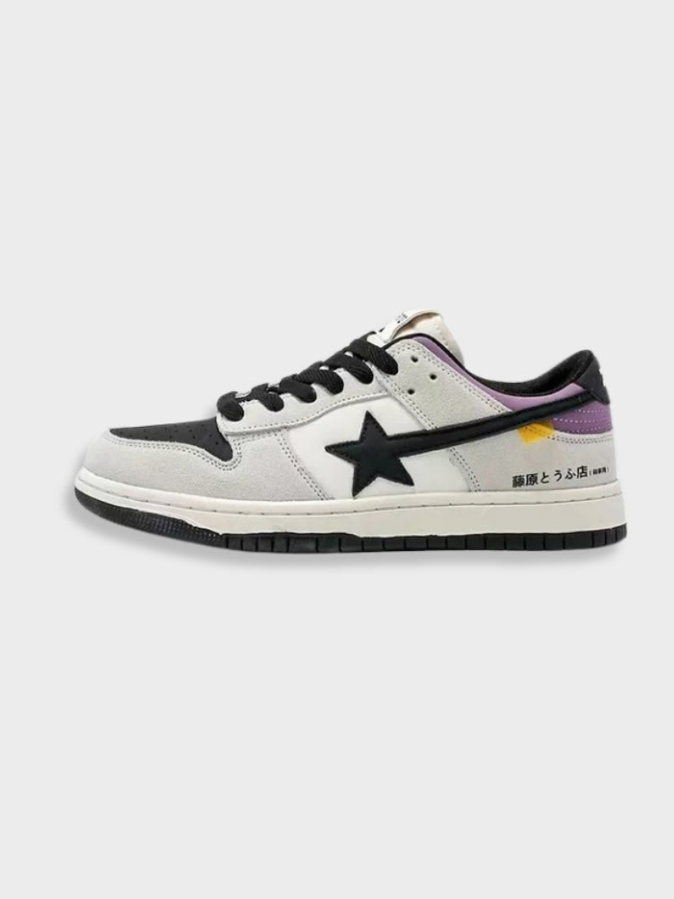 STAR-BRANDED SNEAKER IN GRAY AND BLACK - SYNTHETIC LEATHER FASHION