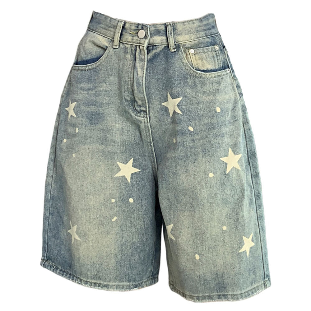 STAR DENIM SHORTS: HIGH-WAISTED DOWNTOWN GIRL STYLE