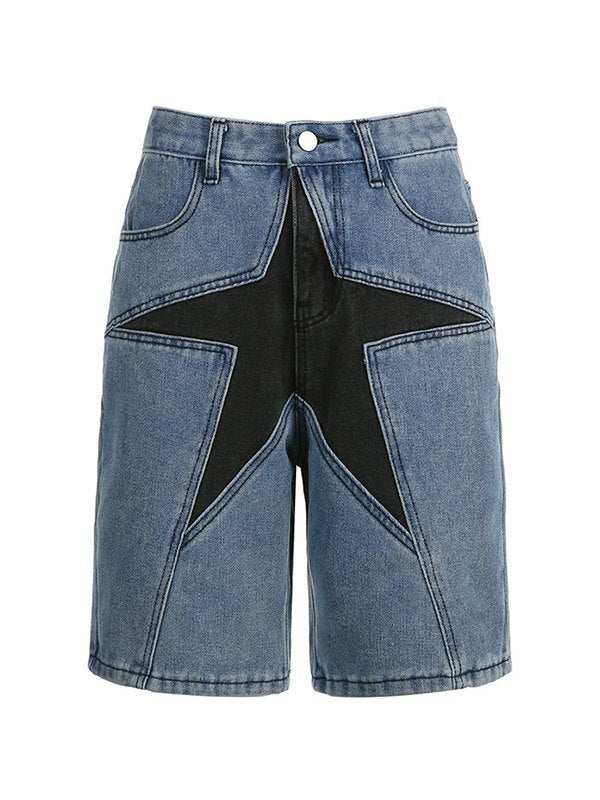 STAR DESIGN DENIM SHORTS WITH SKINNY FIT