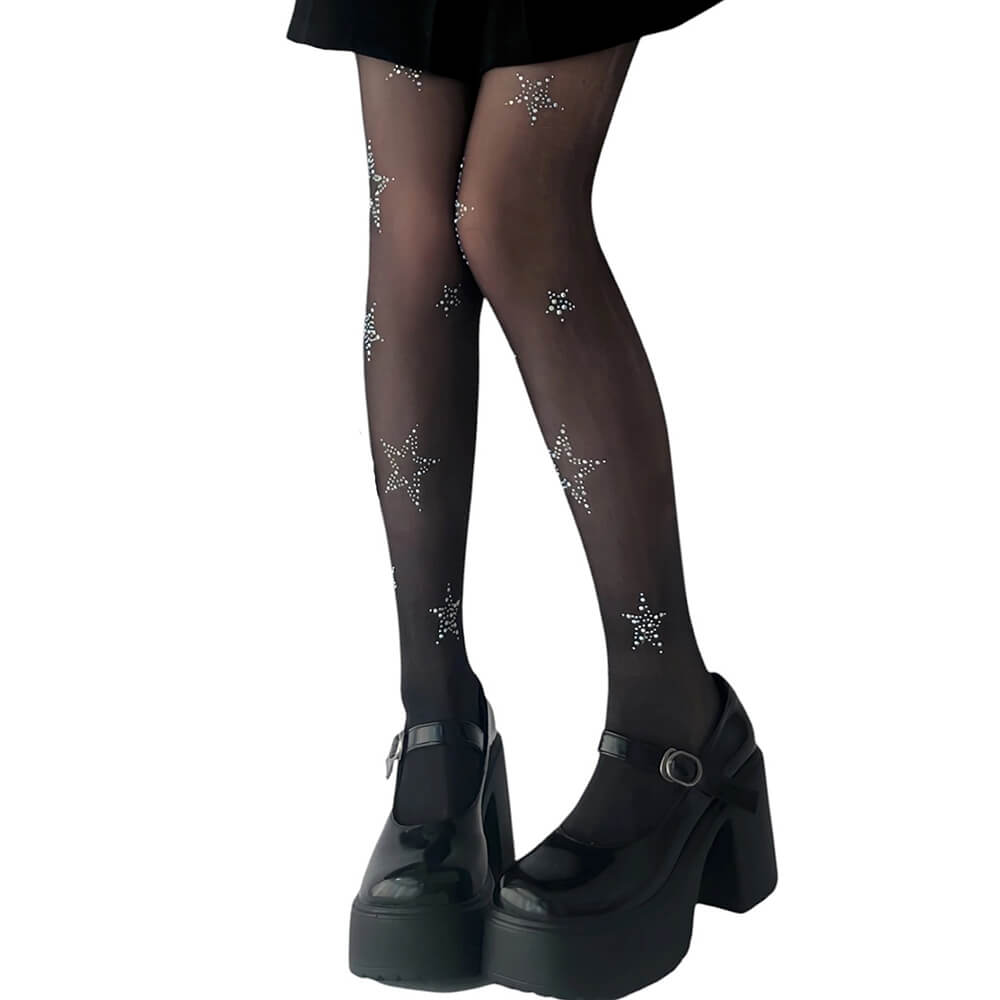 STAR GIRL TIGHTS BLACK STAR GIRL RHINESTONE