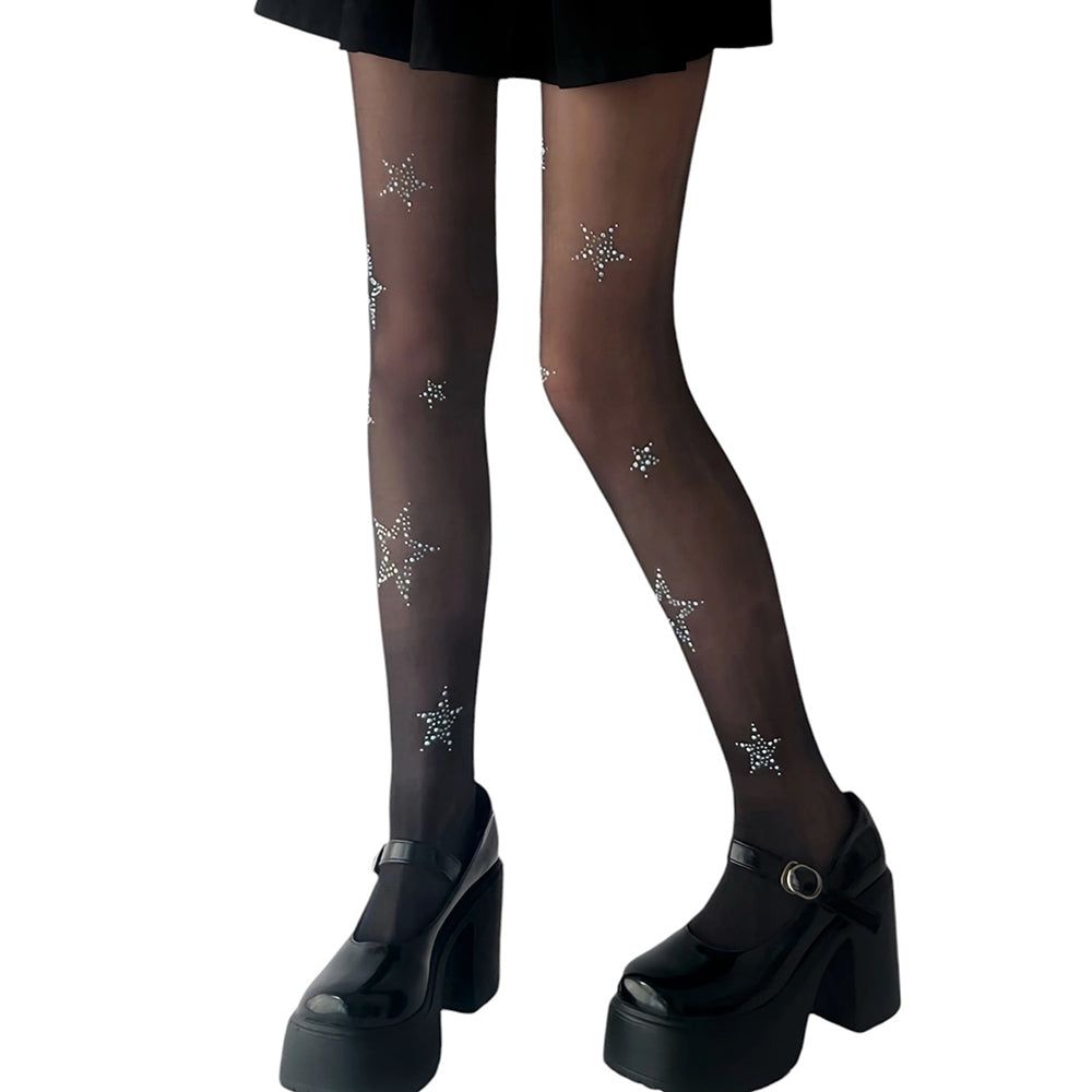 STAR GIRL TIGHTS BLACK STAR GIRL RHINESTONE
