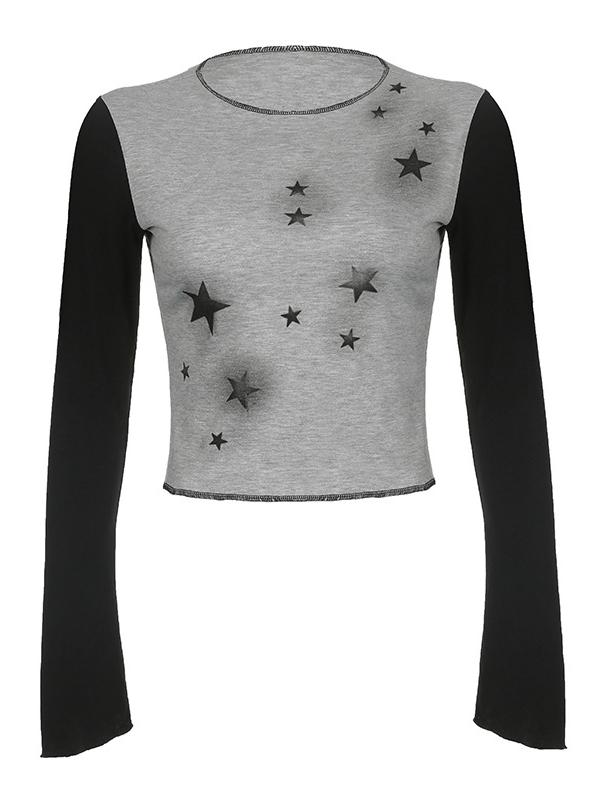 STAR LONG SLEEVE SHIRT WITH BLACK SLEEVES - STAR LONG STYLE