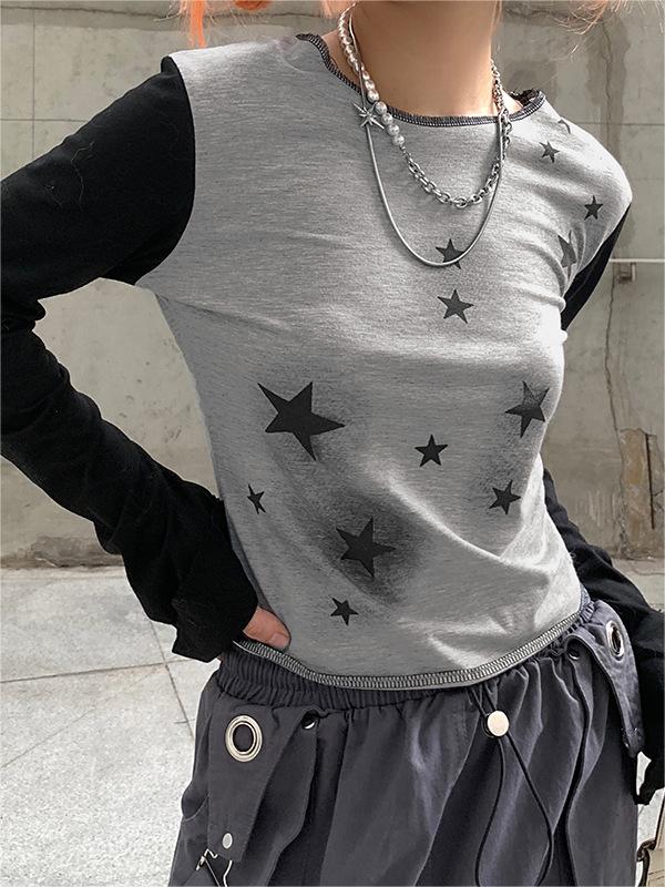 STAR LONG SLEEVE SHIRT WITH BLACK SLEEVES - STAR LONG STYLE