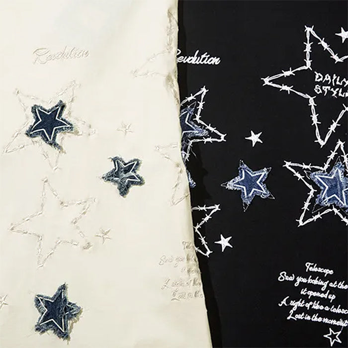 STAR PATCH SWEATSHIRT: EMBROIDERED STAR DESIGN