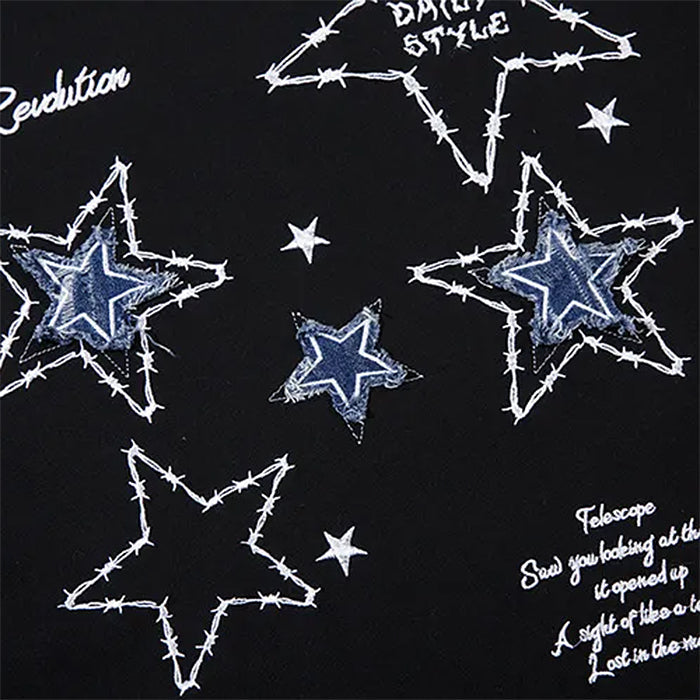 STAR PATCH SWEATSHIRT: EMBROIDERED STAR DESIGN
