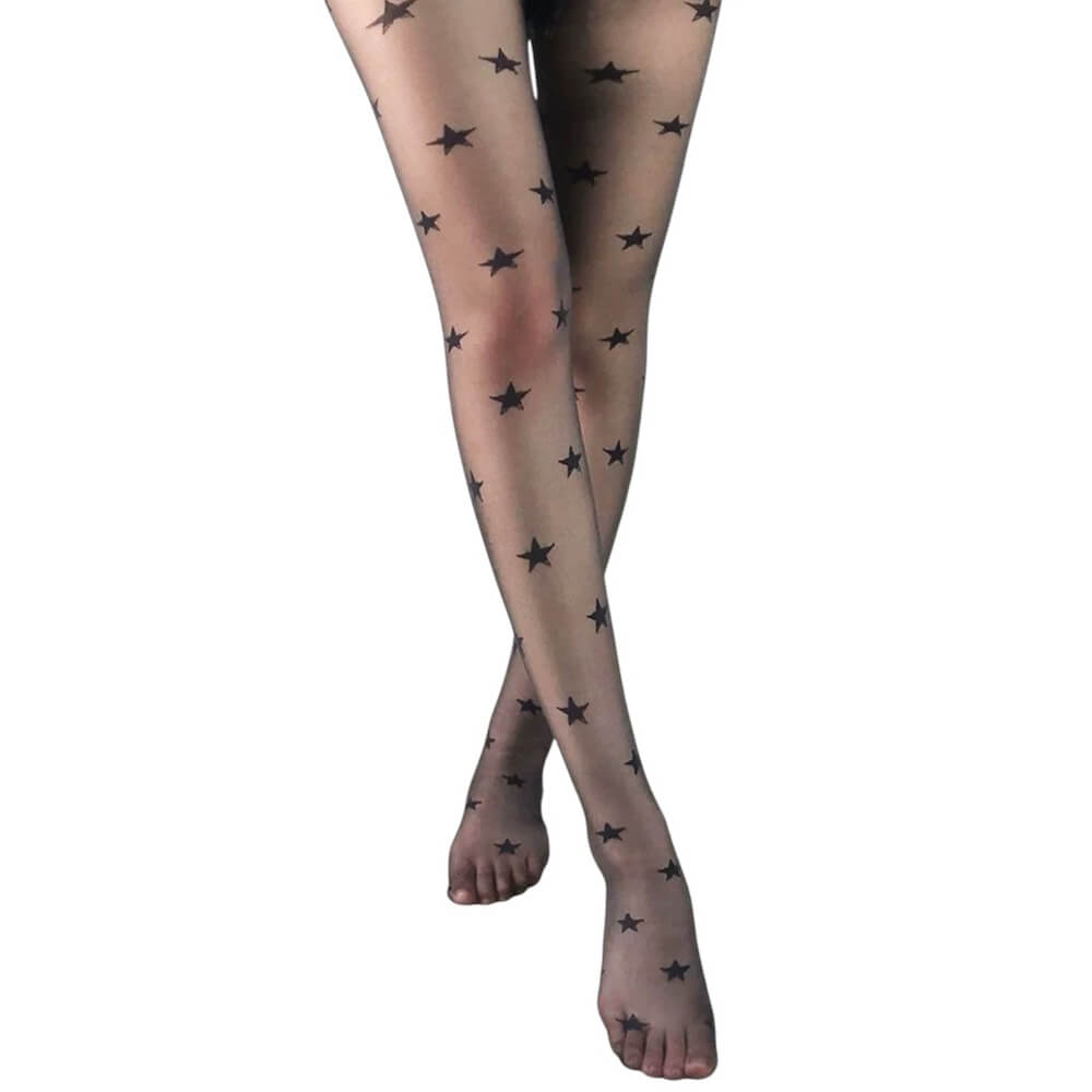 STAR PRINT TIGHTS CELESTIAL SHEER MESH ELEGANCE