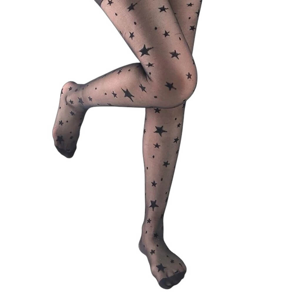 STAR PRINT TIGHTS CELESTIAL SHEER MESH ELEGANCE