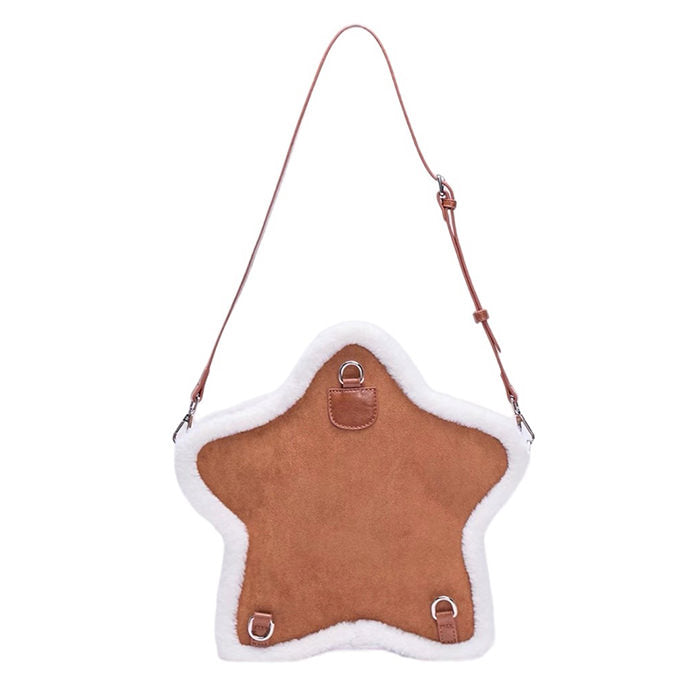 STAR-SHAPED BACKPACK WITH PLUSH TRIM FOR KIDS AND TEENS