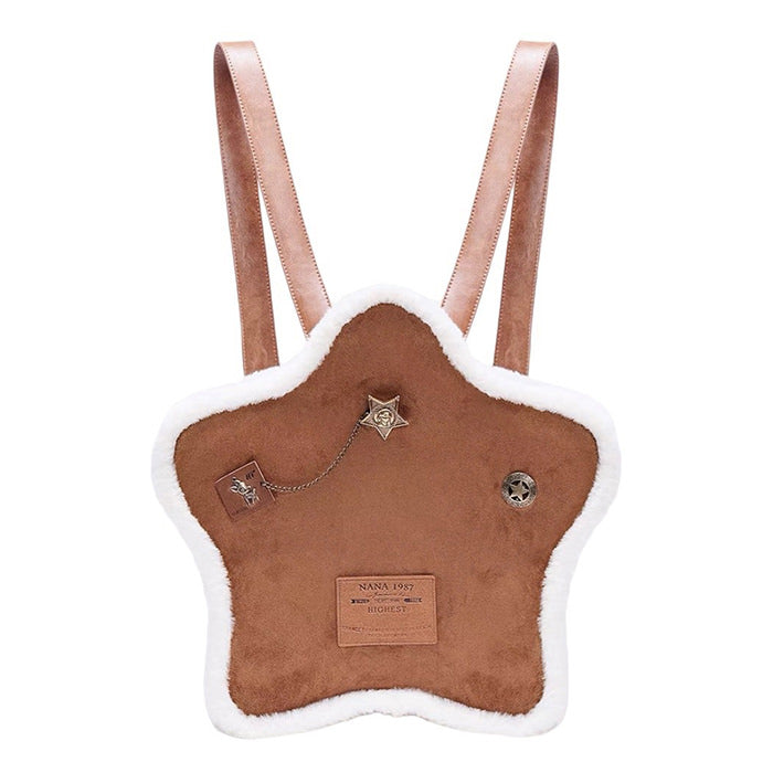 STAR-SHAPED BACKPACK WITH PLUSH TRIM FOR KIDS AND TEENS