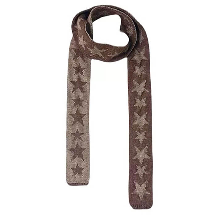 STAR SKINNY SCARF Y2K STAR PATTERNED KNIT