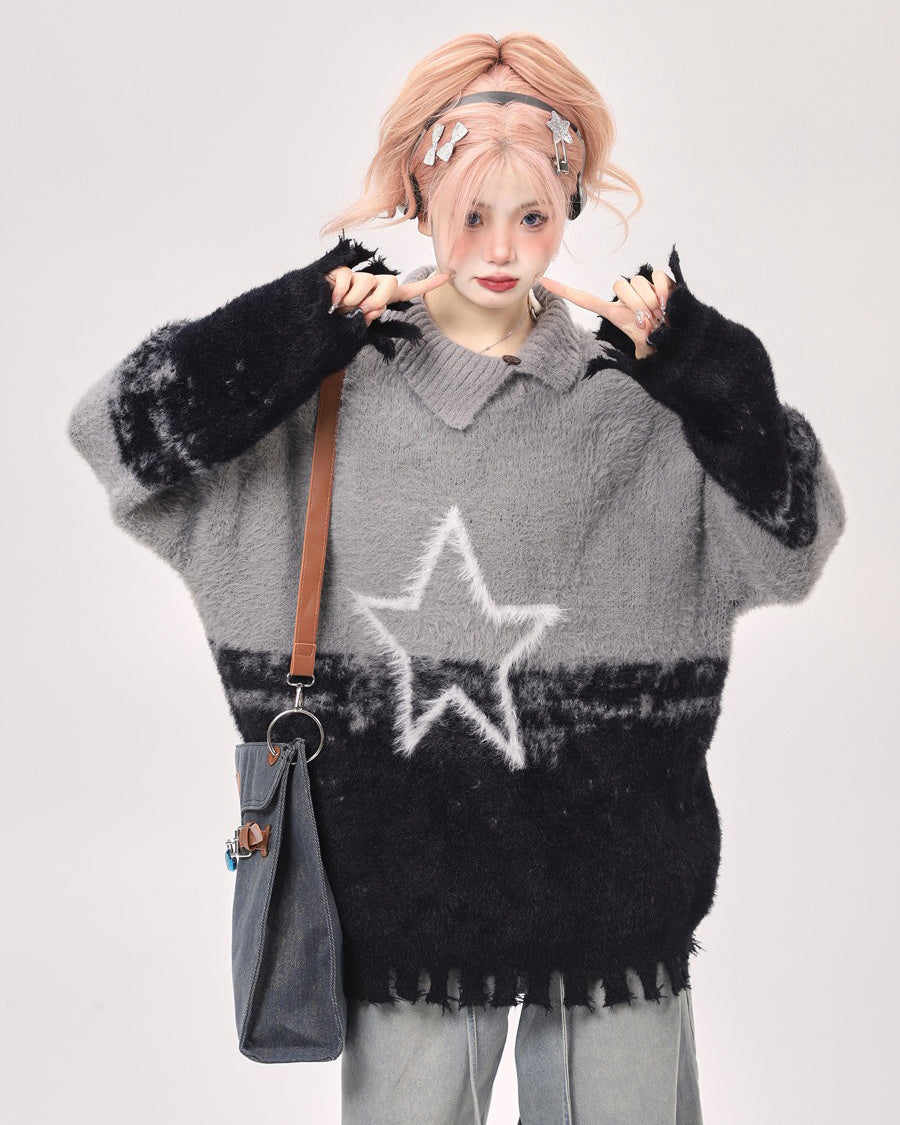 STAR SWEATER PASTEL GRADIENT KNIT SWEATER