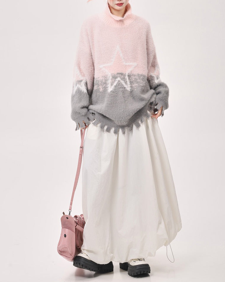 STAR SWEATER PASTEL GRADIENT KNIT SWEATER