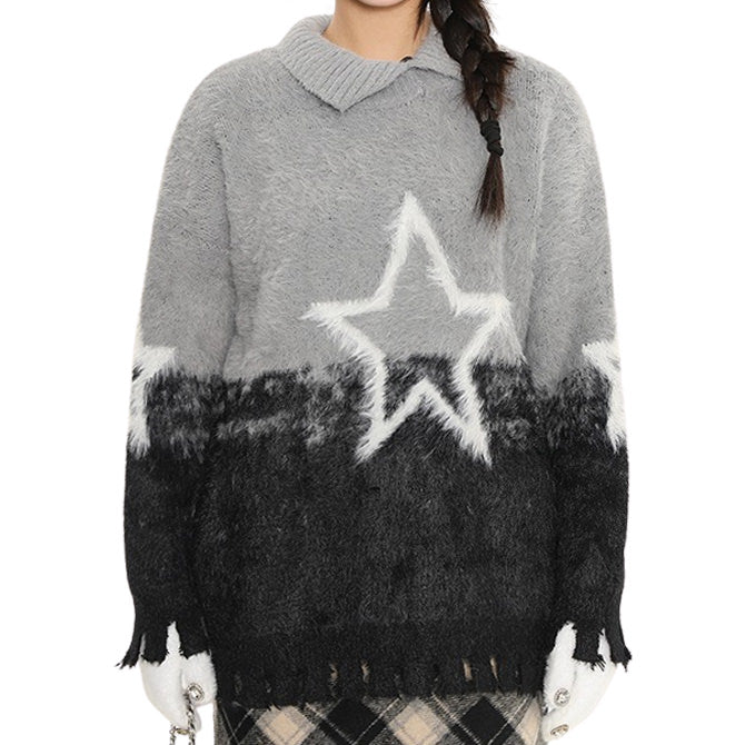 STAR SWEATER PASTEL GRADIENT KNIT SWEATER