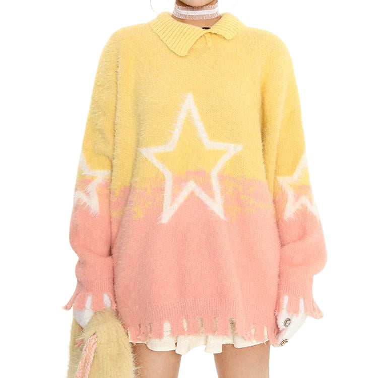 STAR SWEATER PASTEL GRADIENT KNIT SWEATER
