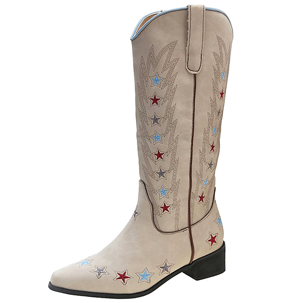 STARRY NIGHT VEGAN LEATHER COWBOY BOOTS Y2K WESTERN STAR