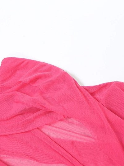 STRAPLESS PINK GOWN WITH CUTOUTS FOR CASUAL STREET STYLE