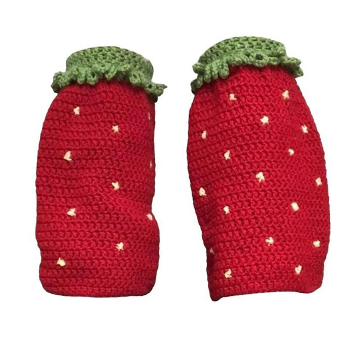 STRAWBERRY CROCHET LEG WARMERS PAIR FOR WOMEN