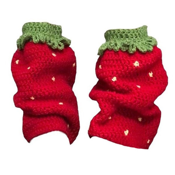 STRAWBERRY CROCHET LEG WARMERS PAIR FOR WOMEN