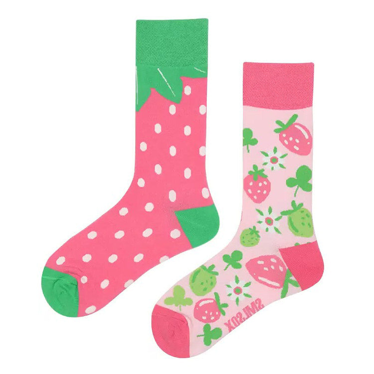 STRAWBERRY MISMATCHED SOCKS SET FOR WOMEN AND GIRLS