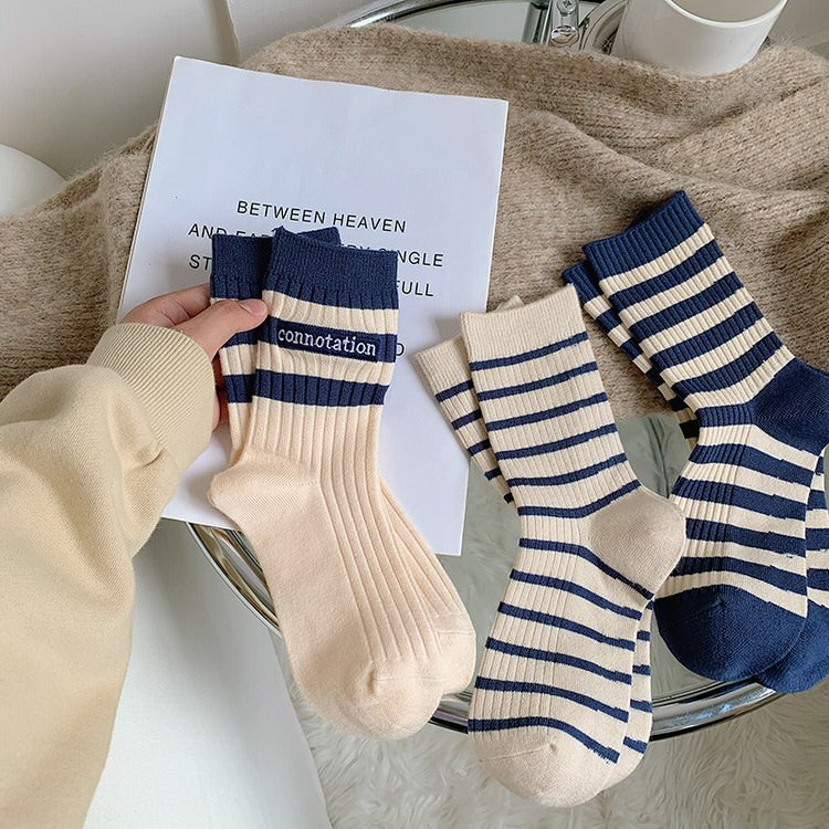 STRIPED BEIGE SOCKS FOR MEN AND WOMEN