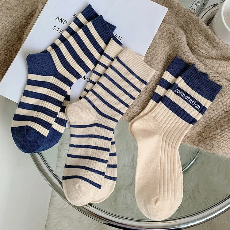 STRIPED BEIGE SOCKS FOR MEN AND WOMEN