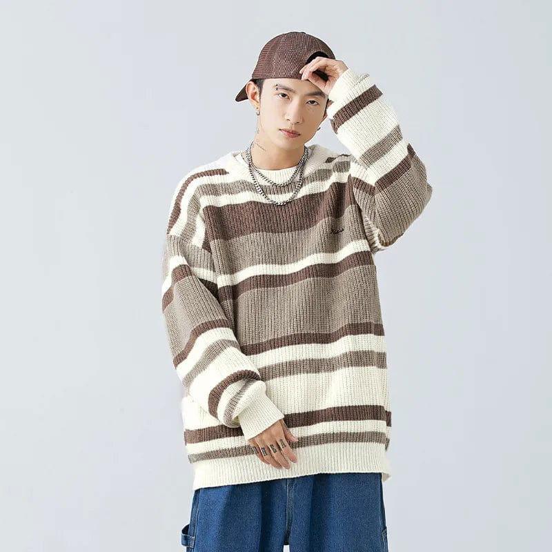 STRIPED BROWN AND BEIGE SWEATER - EFFECTIVE SOLUTION FOR EXCESSIVE SWEATING