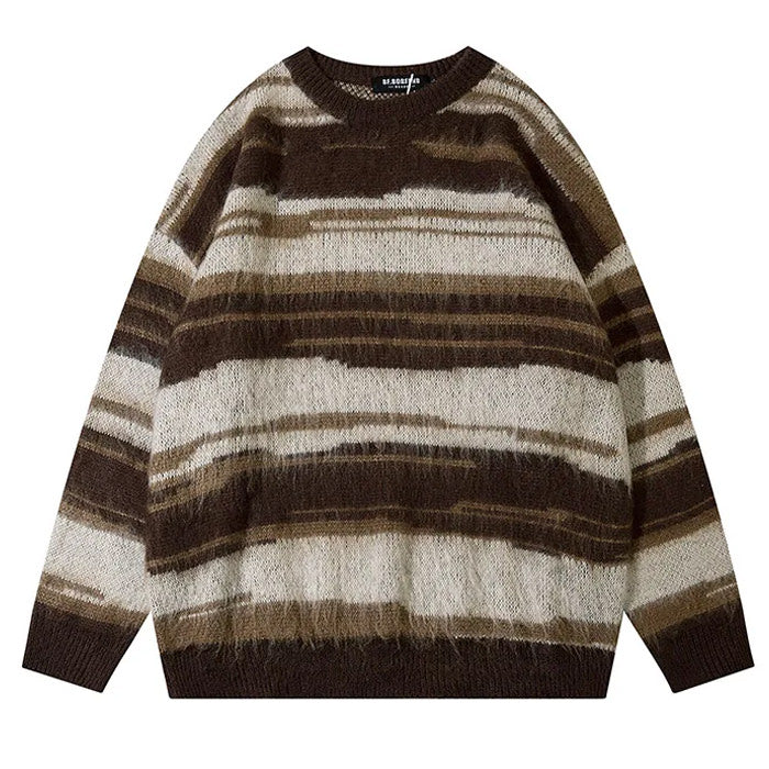 STRIPED BROWN AND BEIGE SWEATER FOR MEN