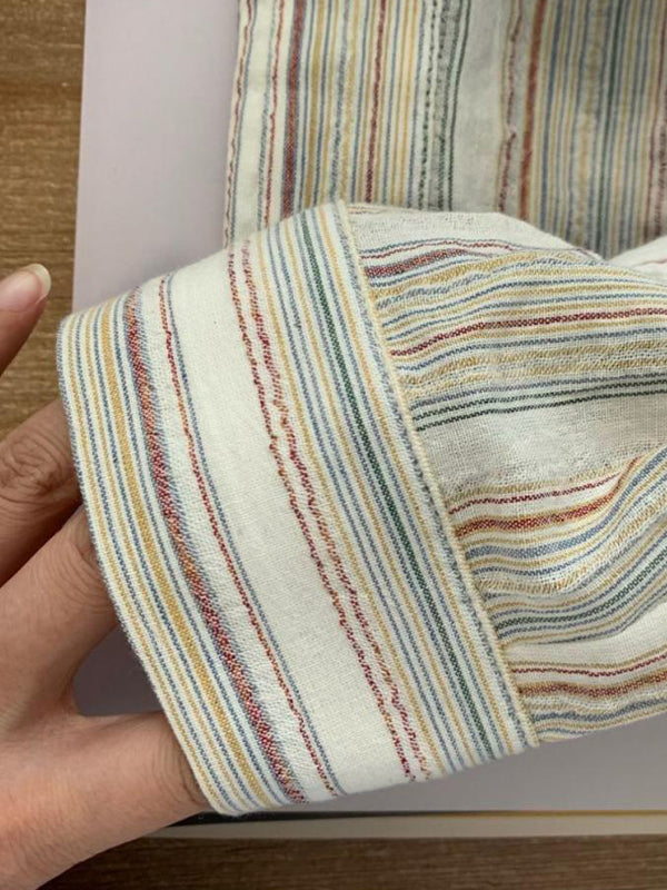 STRIPED BUTTON-DOWN SHIRT WITH COLORFUL STRIPE PATTERN