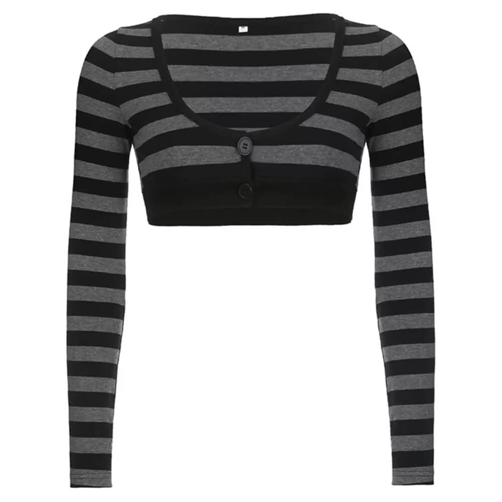STRIPED CROPPED CARDIGAN EMO AESTHETIC STRIPE