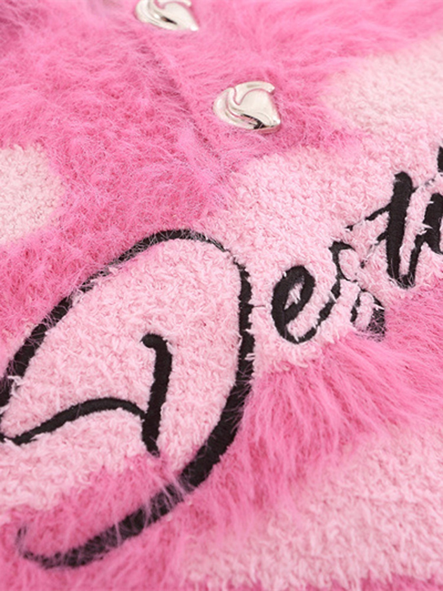 STRIPED FUZZY CARDIGAN WITH LAPEL COLLAR LONG SLEEVE DESIGN