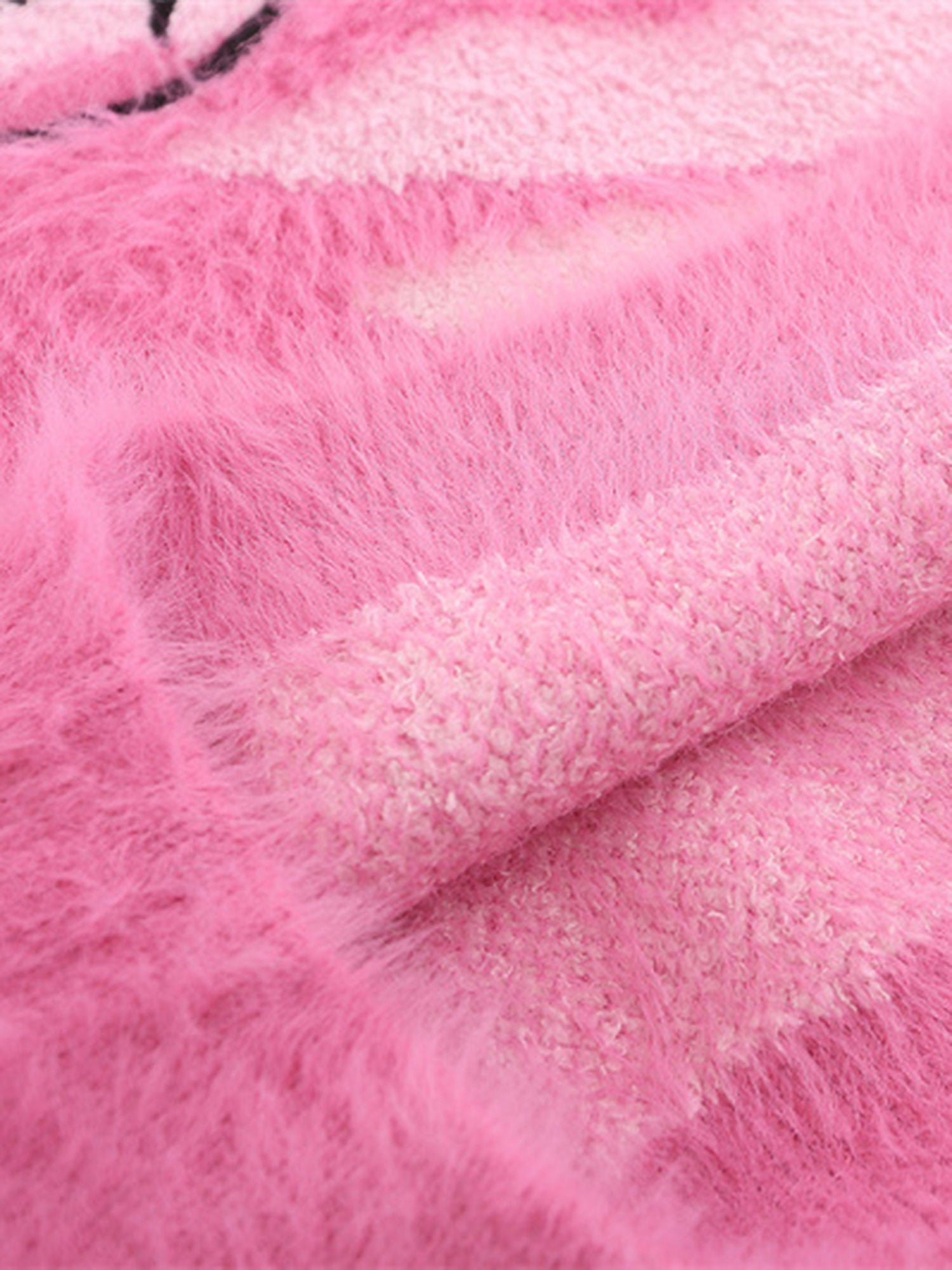 STRIPED FUZZY CARDIGAN WITH LAPEL COLLAR LONG SLEEVE DESIGN