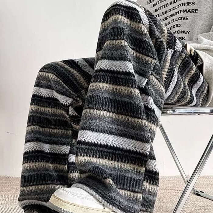 STRIPED KNIT PANTS VINTAGE AESTHETIC TIMELESS ELEGANCE