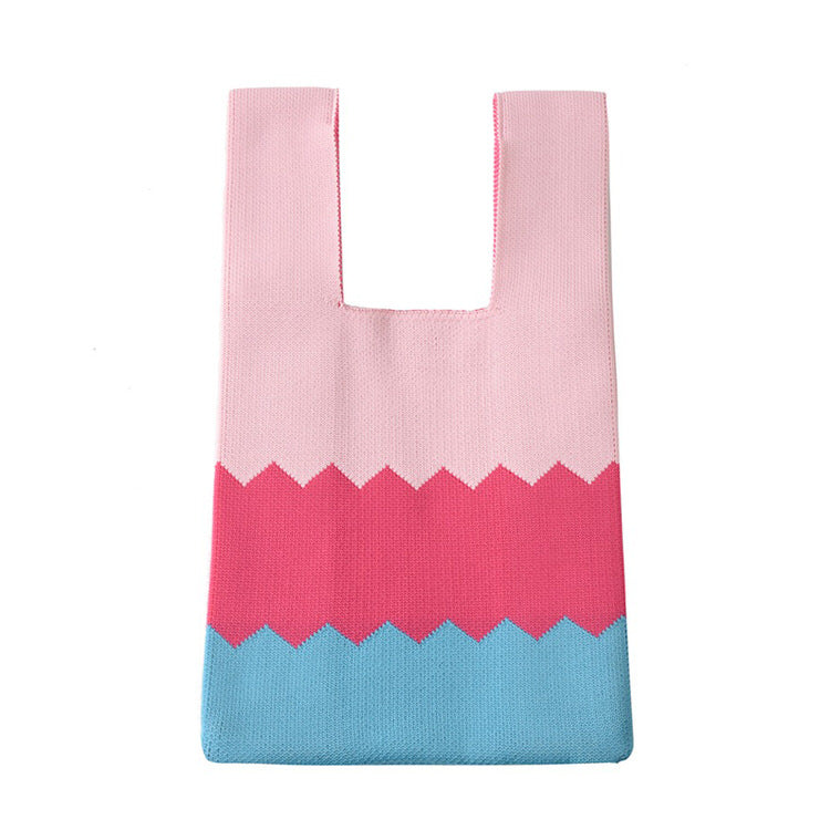 STRIPED KNIT TOTE BAG FOR DAILY