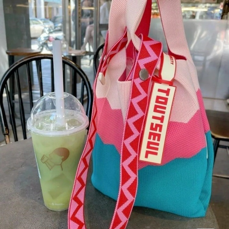 STRIPED KNIT TOTE BAG FOR DAILY