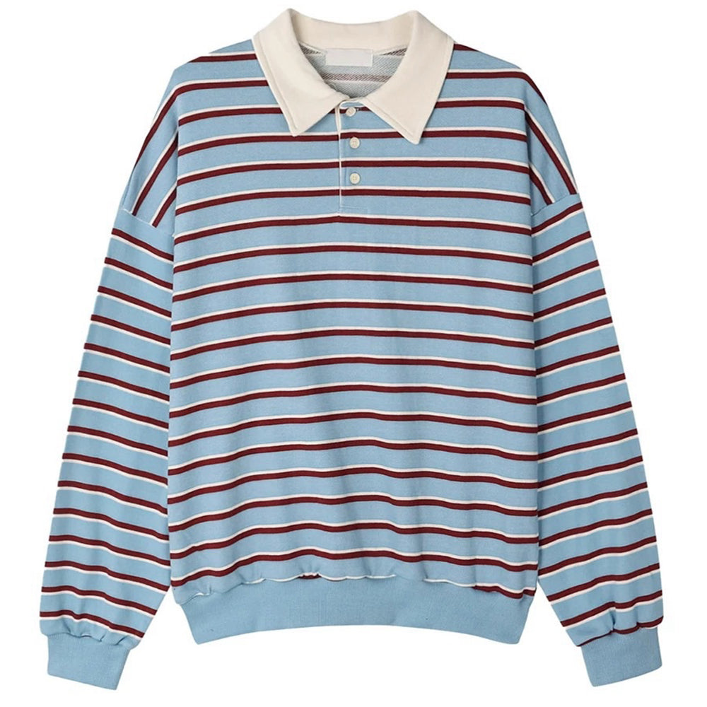 STRIPED LONG-SLEEVED POLO SHIRT FOR MEN