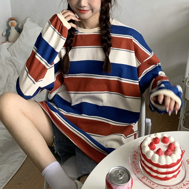 STRIPED LONG-SLEEVED SHIRT FOR MEN AND WOMEN